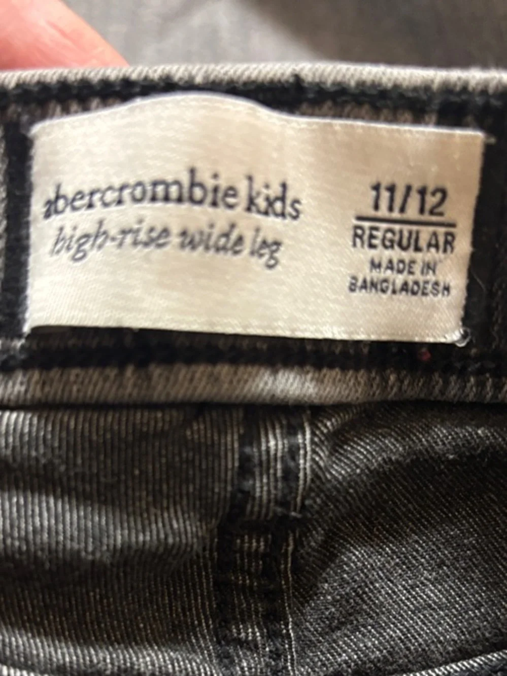 Abercrombie kids girls Grey high rise pull on wide-Leg Jeans 11/12 regular